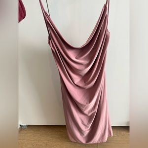 Pink Cowl Neck Mini Dress